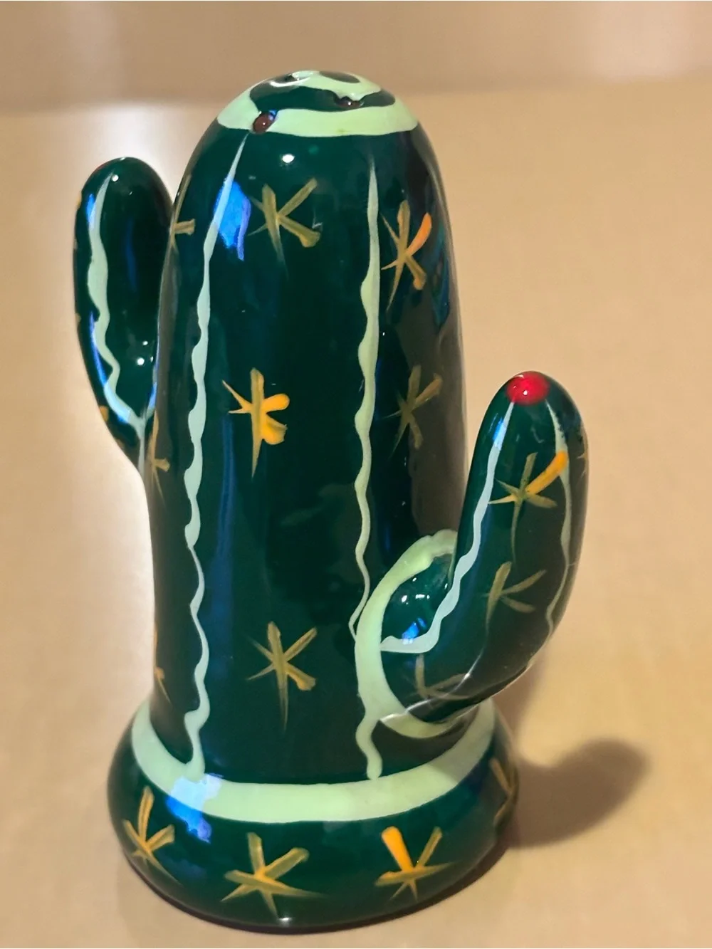 Handpainted Mexican Ceramic Salt & Pepper Shakers with Underplate